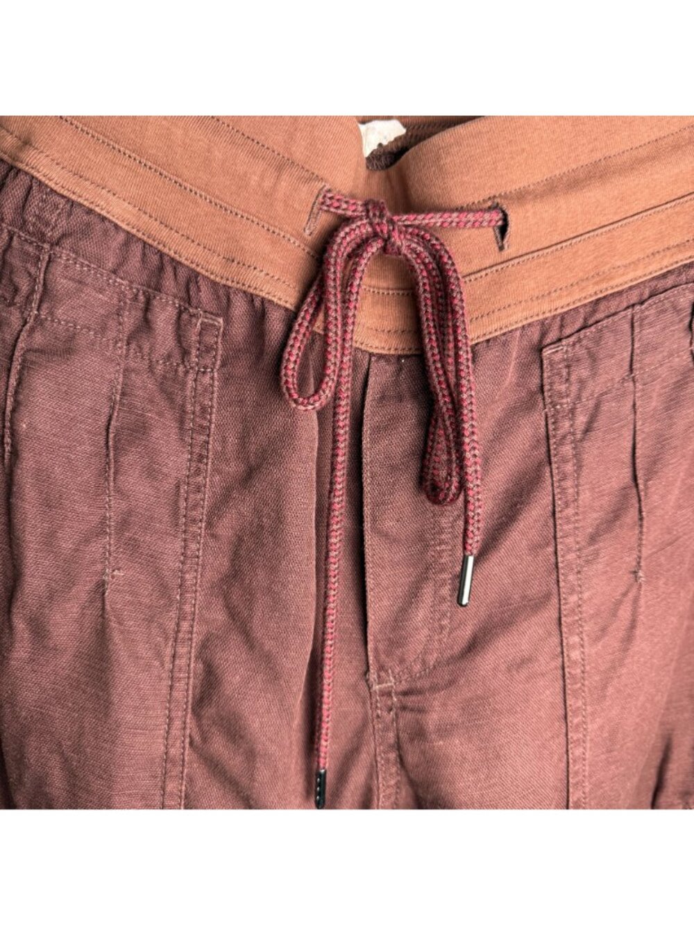 Anthropologie The Nomad High Waisted Jogger Linen Blend Brown L Hippie Gorpcore - Picture 5 of 11